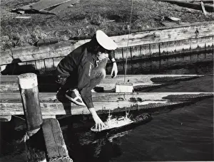 Crouching Prints: Dutch sea scout with model boat, Holland