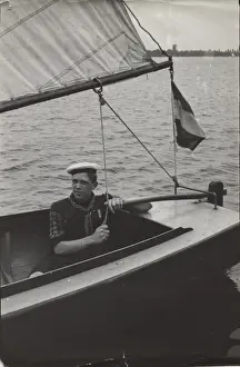 Tiller Prints: Dutch sea scout on a sailing boat, Holland