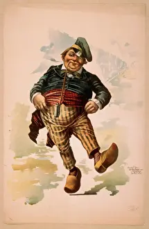 Dutch Man Prints: Dutchman dancing in wooden shoes with pipe