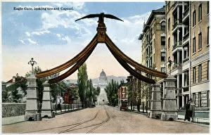 Eagle Gate and Capitol, Salt Lake City, Utah, USA