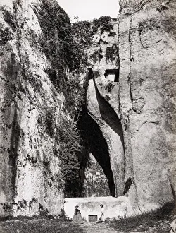 Dionysius Prints: Ear of Dionysius cave, Temenites hill, Syracuse, Sicily, Ita