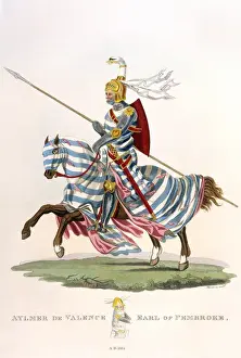 Pembroke Prints: The Earl of Pembroke as a knight on horseback in 1315