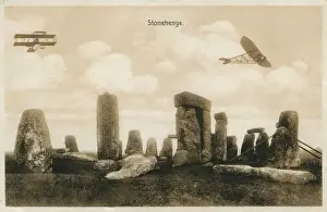 Props Prints: Early British Military Aircraft above Stonehenge, Wiltshire