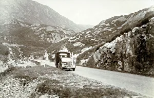 Glencoe Prints: Early Caravan trundling through the Pass of Glencoe