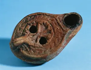 Candle Prints: Early Christian art. Roman lamp. Terracotte. Chi Rho symbol