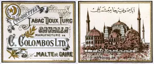 Images Dated 12th July 2018: Early Egyptian Cigarette Packet - Front and Back (combined)