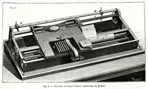 Typewriter Gallery: Early form of typewriter by Hall, USA 1885