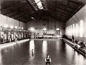 Early indoor swimming pool swimmers, bathers