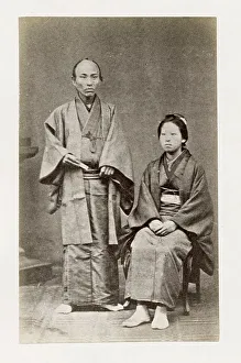 Early Japanese portrait: man and woman