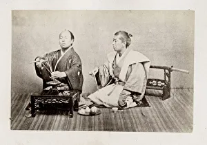 Early Japanese portrait: two men, ceremony