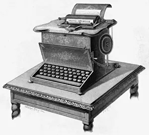 Typewriters Prints: Early model of a Remington typewriter