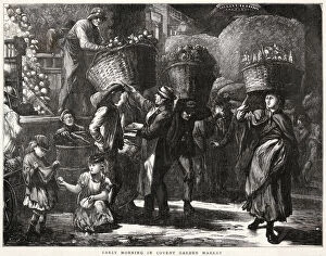 Images Dated 19th November 2019: Early Morning in Covent Garden Market, London 1871