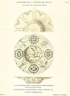 1647 Prints: Early plate manufactured by Edme Poterat, Rouen, 1647