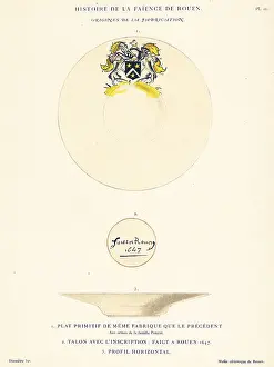 Crockery Prints: Early plate manufactured by Edme Poterat, Rouen, 1647