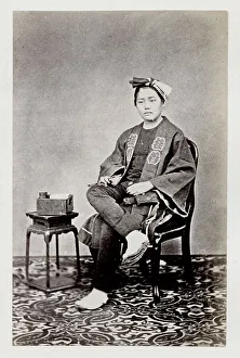 Early portrait, seated man, Japan