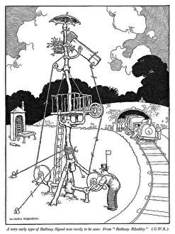 A very early type of railway signal by W Heath Robinson
