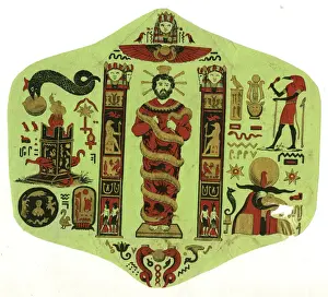 Early Victorian Label - Egyptian hieroglyphs pastiche