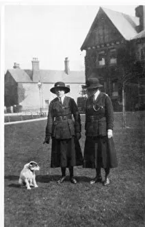 Two early women police officers with dog, WW1