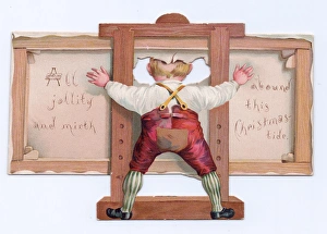 Images Dated 10th December 2015: Easel and artist on a cutout Christmas card