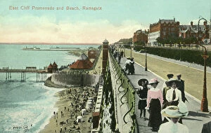 Valentine Collection: East Cliff Promenade and Beach, Ramsgate, Kent