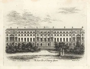 Antiquary Prints: East side of Fitzroy Square, London, 1807