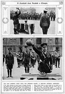 The East Surreys football dribbled in a charge, WW1