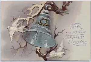 Doves Prints: Easter card in the shape of a bell
