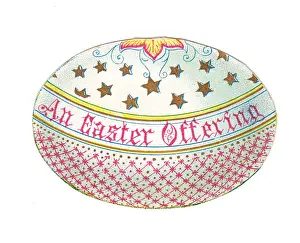 Easter card in the shape of a decorated egg