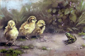 Chicks Prints: Easter chicks with frog