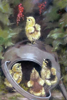 Kettle Prints: Easter chicks with kettle