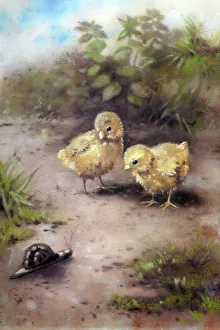 Chicks Prints: Easter chicks with snail