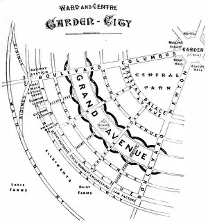 Ebenezer Collection: Ebenezer Howard - plan of section of garden city