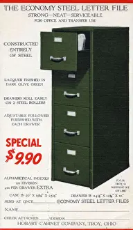 Olive Prints: The Economy Steel Letter File - Filing Cabinet - produced by Hobart Cabinet Company