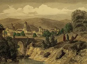 Hispanic Prints: Ecuador. San Francisco de Quito. Engraving, 1850