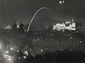 Signalling Collection: Edinburgh Castle floodlit during the Tattoo, when signalling maroons and rocket were fired