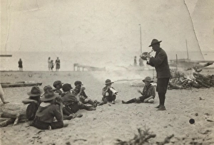 Alberta Gallery: Edmonton scouts, campfire on beach, Canada