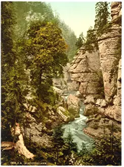 Bohemian Prints: Edmunds Klamm, boat station, Bohemian Switzerland, Bohemia