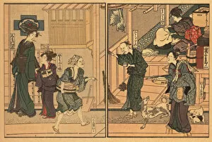 Images Dated 2nd August 2019: Edo street scene, 18th century