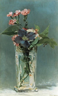 Impressionist Gallery: Edouard Manet (1832-1883). Carnations and Clematis in a Crys