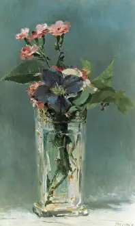 Edouard Prints: Edouard Manet (1832-1883). Carnations and Clematis in a Crys