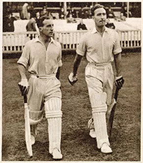 Images Dated 4th February 2021: Bill Edrich and Denis Compton coming out to bat at Lords Cricket ground during