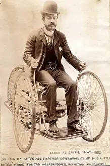 Edward Butler steering his petrol Tri-car