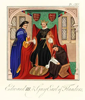 Alliance Prints: Edward I forming an alliance with Guy, Earl of Flanders, 1294