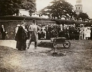 Wheel Barrow Prints: Edward VII at a tree planting ceremony