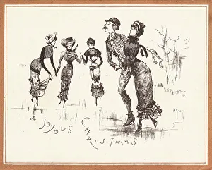 Skaters Collection: Edwardian 1900s Card Cards Greetings Christmas