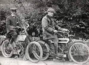 Cycles Prints: Two Edwardian bikers, Pembrokeshire, South Wales