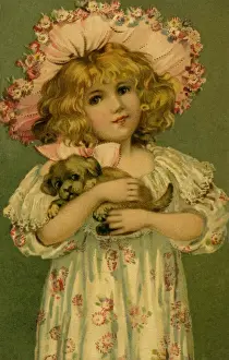 Edwardian child with a puppy