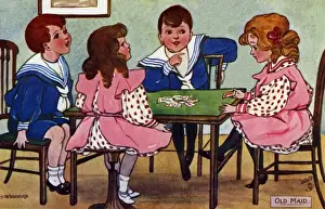 Edwardian children playing cards
