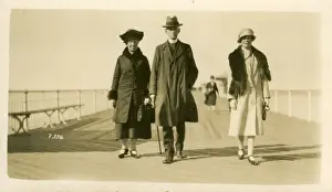 Edwardian Couple and Daugher Walking on Pier