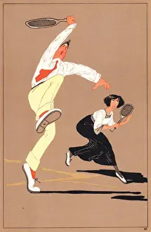 Blouse Prints: Edwardian couple playing tennis